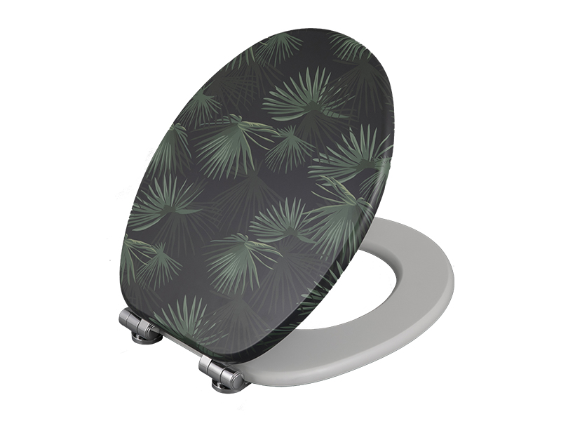 Bofan MDF UV printed green plant pattern Wc toilet seat cover easy to install toilet lid